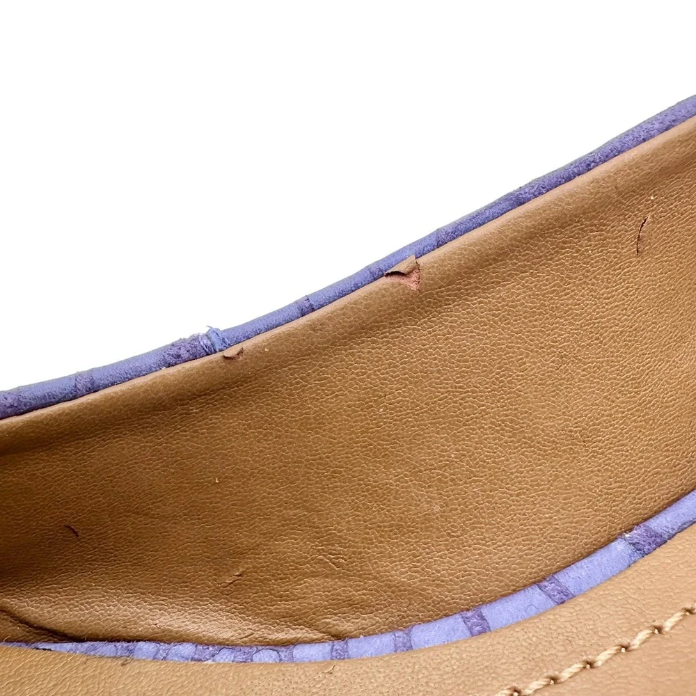 Masiero | Women | Lavender Croc Embossed Round Toe Leather Flats | Size 7